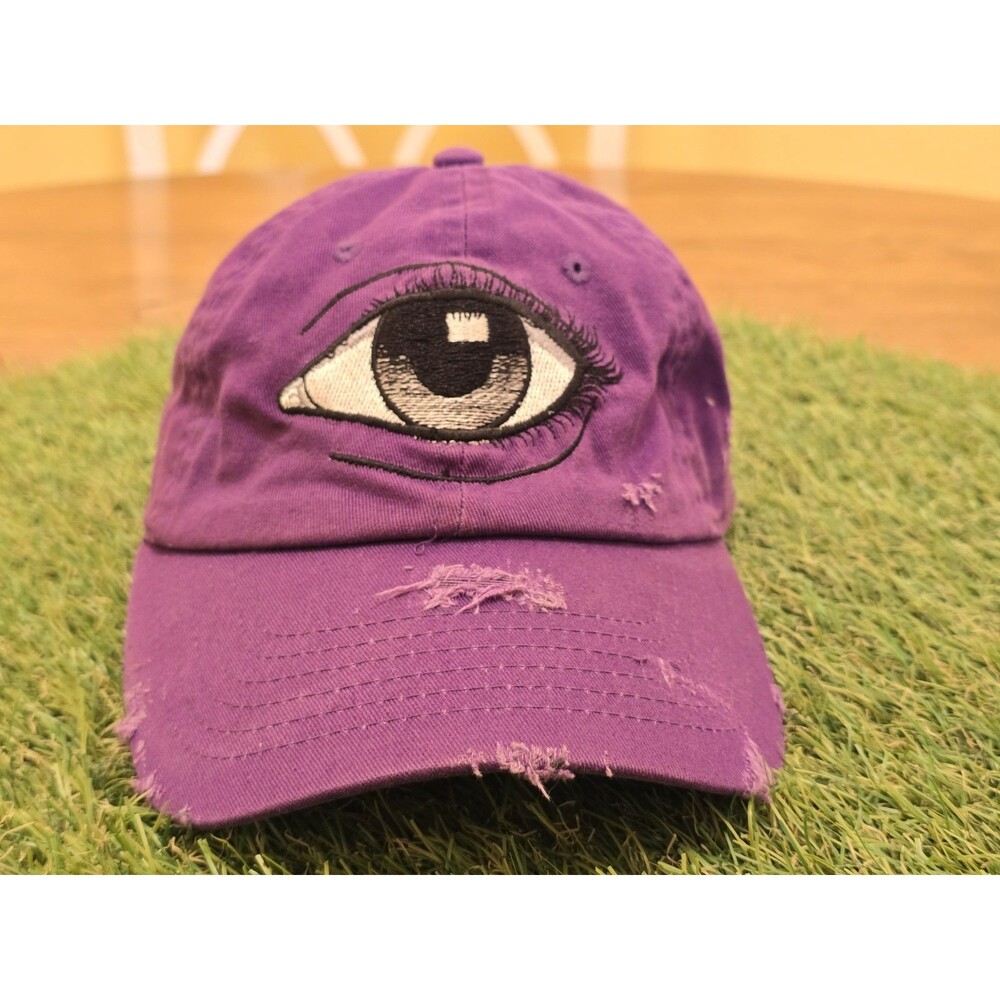 2016 Authentic Jon Stan Purple Distressed Hat With Evil Eye GUC Super Rare - Picture 3 of 13